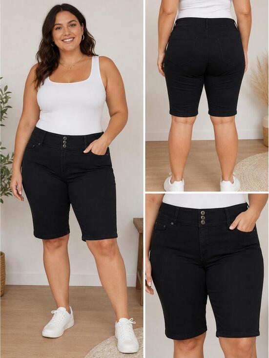 torrid Pants - Torrid Black Denim Jegging Shorts Size 14 Plus Stretch High Rise